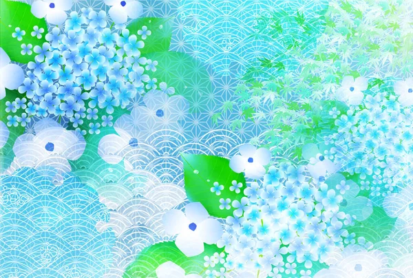 Hydrangea雨季夏季背景 — 图库矢量图片