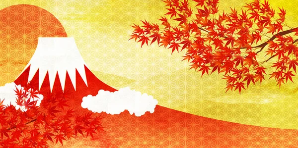 Mont Fuji Feuilles Automne Fond Érable — Image vectorielle