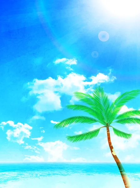 Palm Sea Summer Sky Background — стоковий вектор