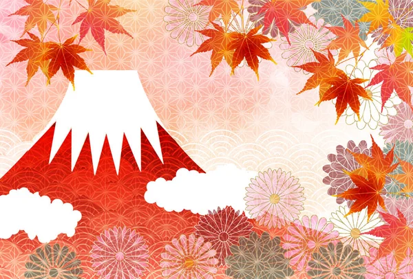 Mount Fuji Autumn Leaves Background — Stock Vector
