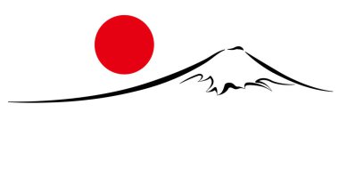 Fuji Dağı Yeni Yıl kartı mürekkep arkaplanı