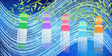Tanabata Samanyolu suluboya arka planı