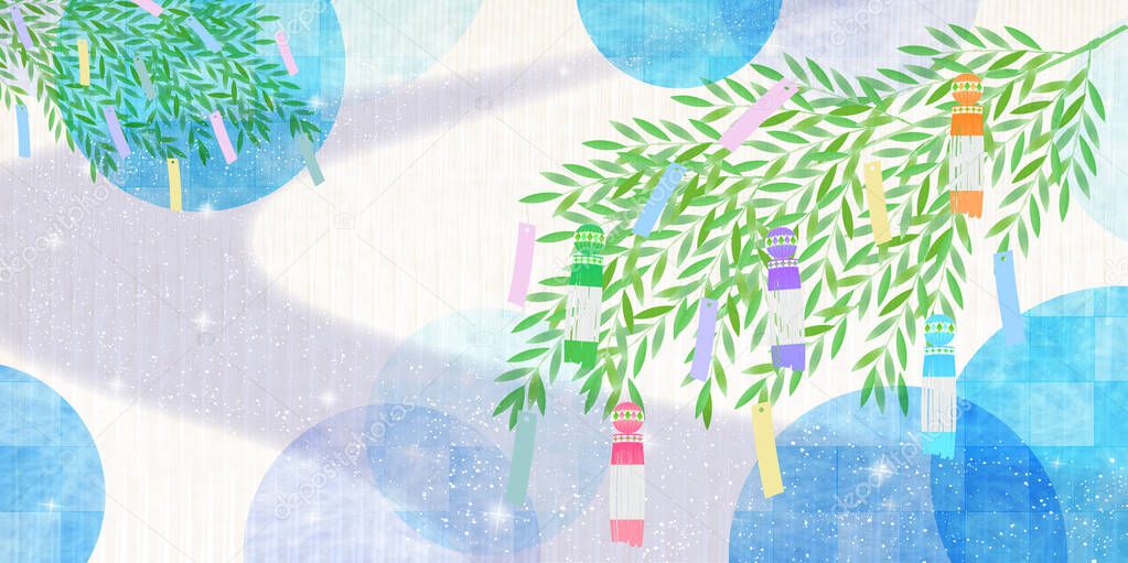 Tanabata Milky Way watercolor background