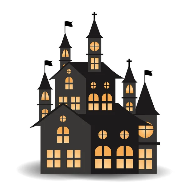 Икона Силуэта Церкви Замке Хэллоуин — стоковый вектор