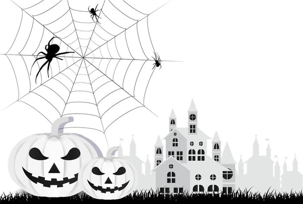 Halloween Pompoen Kasteel Herfst Achtergrond — Stockvector