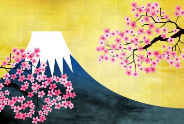 Kiraz çiçeği bahar Mt.Fuji arka planı