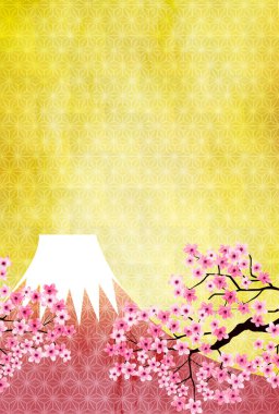Kiraz çiçeği bahar Mt.Fuji arka planı
