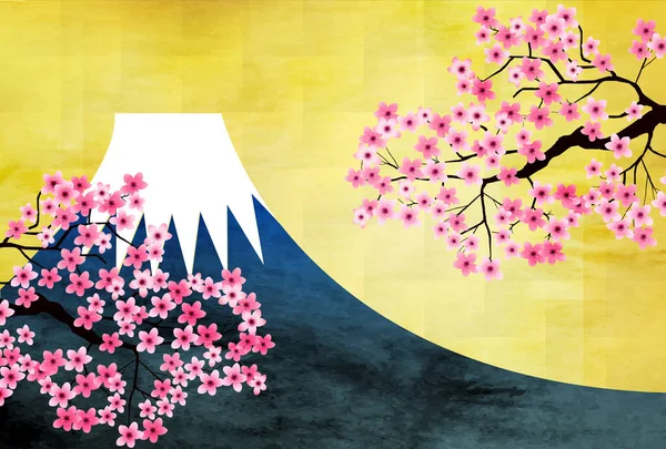 Kiraz çiçeği bahar Mt.Fuji arka planı
