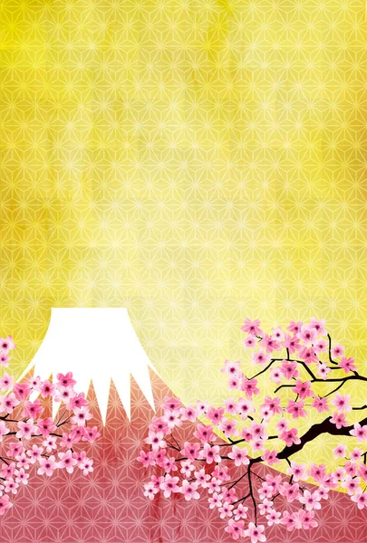 Cherry Blossom Spring Fuji Background — Stock Vector