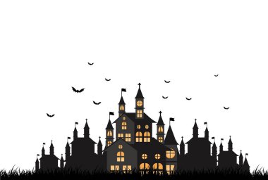 Cadılar Bayramı kalesi yarasa sonbahar arka planı