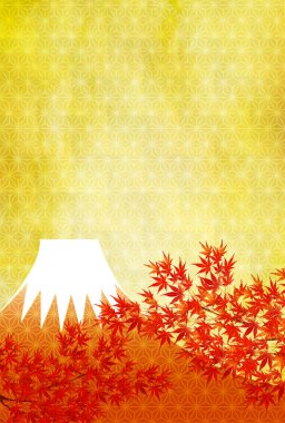 Fuji Dağı sonbahar yaprakları akçaağaç arkaplanı