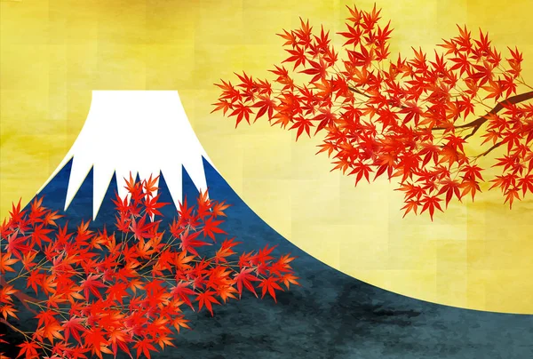 Mount Fuji Höst Löv Lönn Bakgrund — Stock vektor