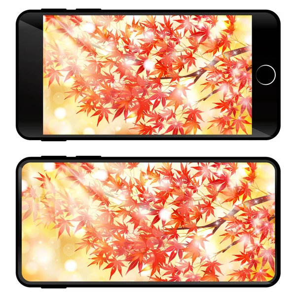 スマートフォンのモバイル秋の葉のアイコン — ストックベクタ