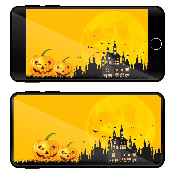 Smartphone Cellulare Halloween Icona Digitale — Vettoriale Stock