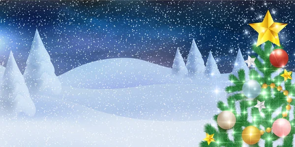 クリスマス雪の冬の光の背景 — ストックベクタ