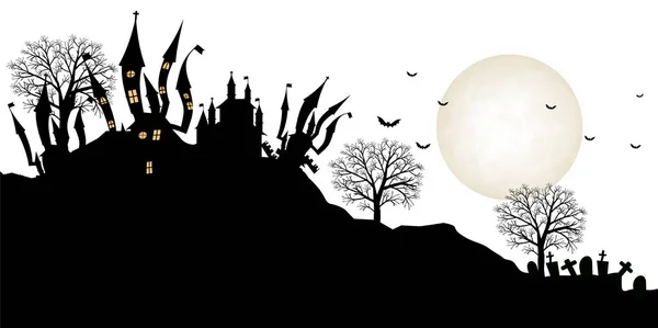 Halloween Burg Mond Herbst Hintergrund — Stockvektor
