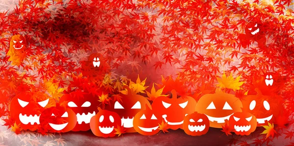 Halloween Calabaza Otoño Hojas Fondo — Archivo Imágenes Vectoriales