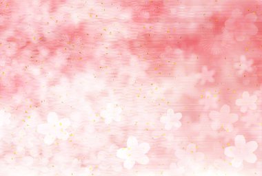 Kiraz çiçekleri, suluboya Japon desenli arka plan