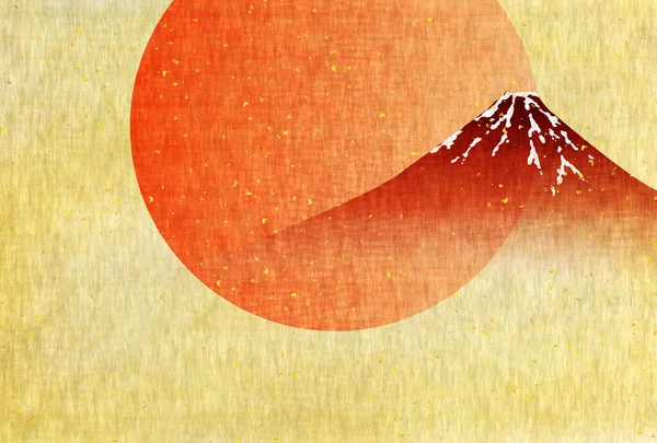 Mount Fuji Nový Rok Karty Východ Slunce Pozadí — Stockový vektor