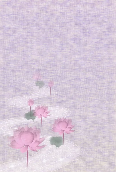 Lotus Truchlení Akvarel Japonský Papír Pozadí — Stockový vektor