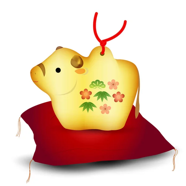 Cow New Year Card Zodiac Icon — Stock Vector