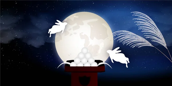 Luna Viendo Quince Noches Fondo Luna Llena — Vector de stock