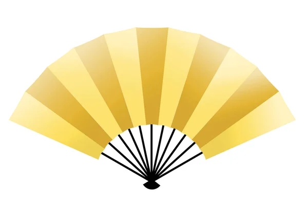 Folding Fan New Year Card Gold Icon — Stock Vector