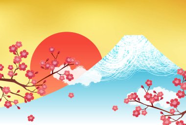 Fuji Dağı Yeni Yıl Kart arkaplanı