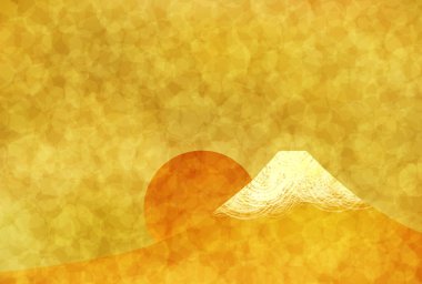 Fuji Dağı Yeni Yıl Kartı Japon kağıt geçmişi