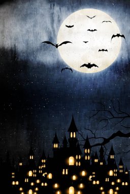 Cadılar Bayramı suluboya gece gökyüzü arkaplanı