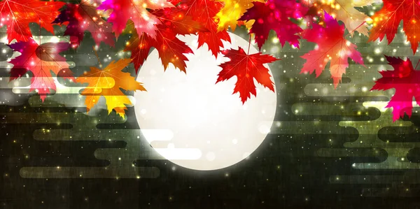 秋の紅葉月の背景 — ストックベクタ
