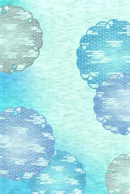 Yeni yıl kartı Japon desenli suluboya arka planı