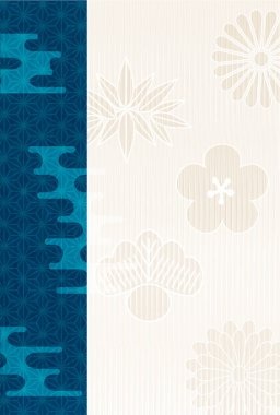 Yeni yıl kartı Japon desenli suluboya arka planı