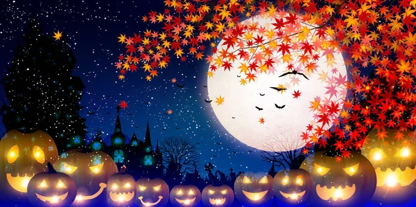 Halloween Citrouille Automne Feuilles Fond — Image vectorielle