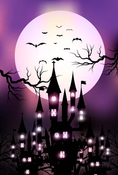 Cadılar Bayramı kalesi manzarası suluboya arka plan