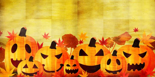 Halloween Tök Őszi Levelek Háttér — Stock Vector