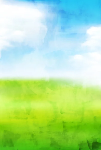 Watercolor Sky Meadow Cloud Background — Stock Vector