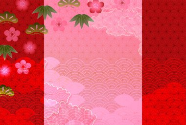 Japon desenli yeni yıl kart şablonu