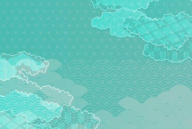 Japon desenli yeni yıl kart şablonu