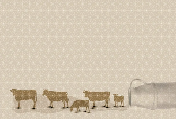 Cartão Ano Novo Vaca Fundo Zodíaco —  Vetores de Stock