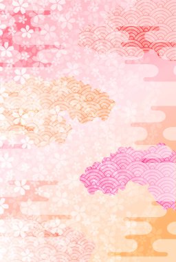 Japon desenli yeni yıl kart şablonu