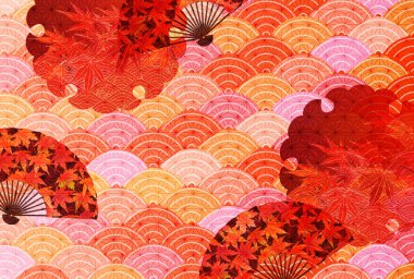 Sonbahar, sonbahar Japon desen arkaplanını terk ediyor