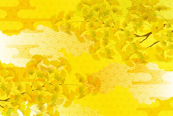 Ginkgo Sonbahar Japon Desenli Arka Plan — Stok Vektör