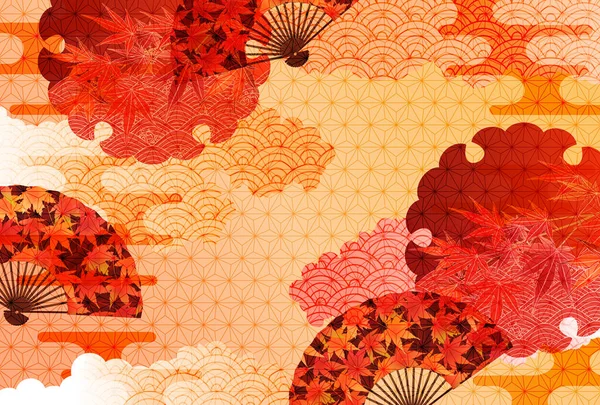 Hojas Otoño Otoño Patrón Japonés Fondo — Vector de stock