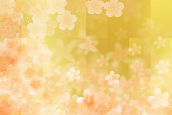 Cherry Blossoms Plommon Nyår Kort Bakgrund — Stock vektor