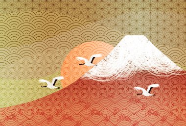 Mt. Fuji Japon desenli yeni yıl kartı geçmişi