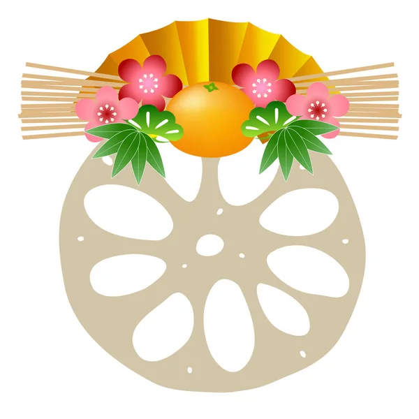 Lotus Wurzel Neujahrskarte Glücksbringer Symbol — Stockvektor