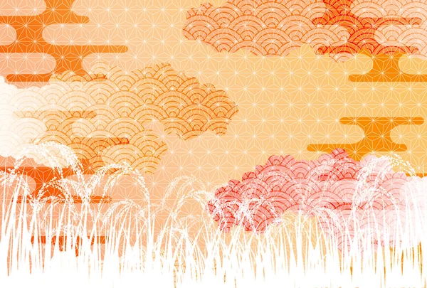 Ryż Jesień Japoński Wzór Tło — Wektor stockowy