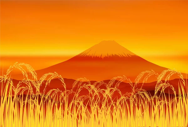 Fuji Automne Feuilles Riz Fond — Image vectorielle