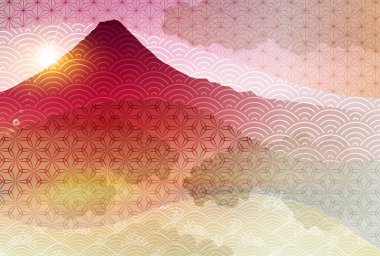 Mt. Fuji Japon desenli yeni yıl kartı geçmişi